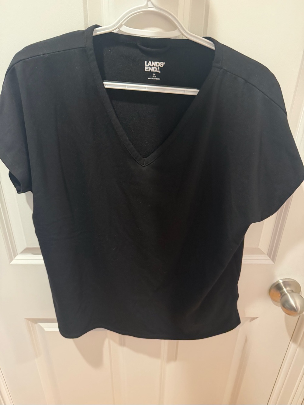 Lands' End Black V-Neck Short Sleeve Tee